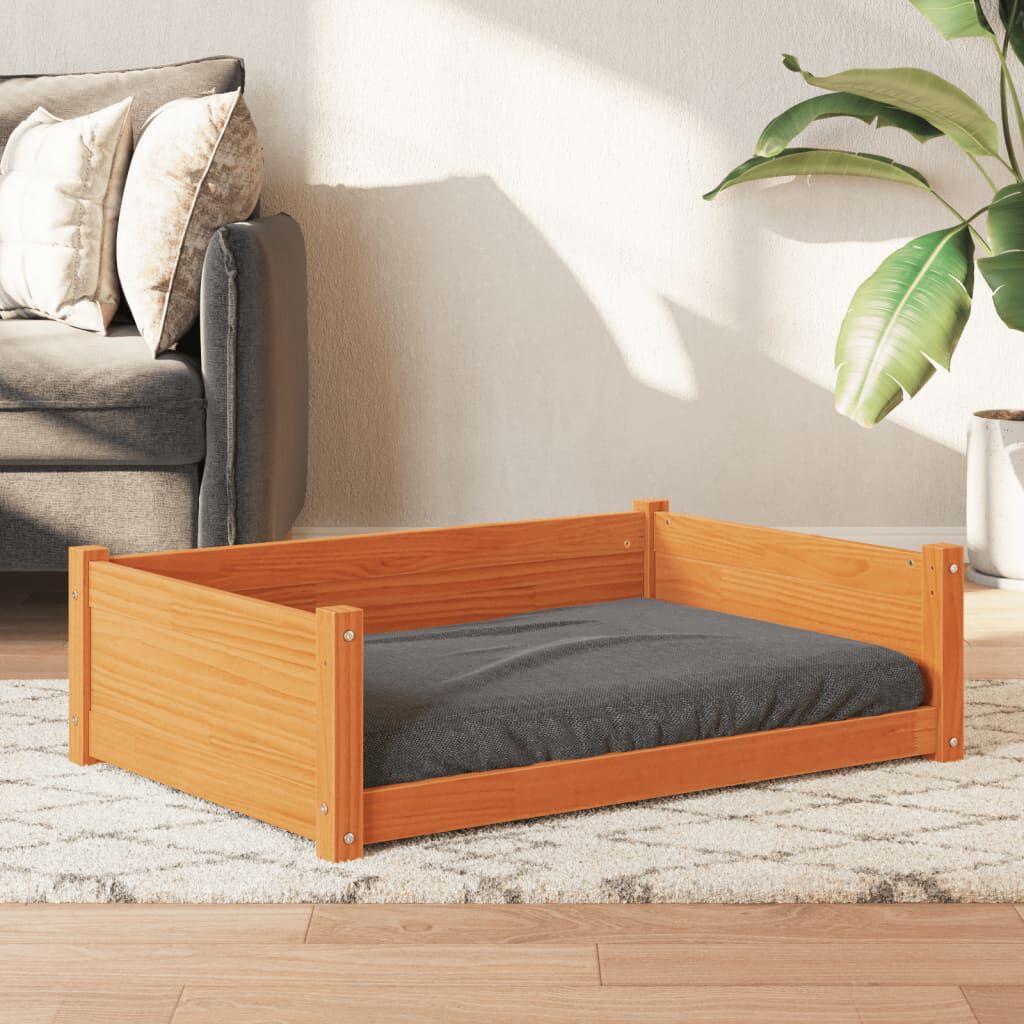 vidaXL Cama para perros madera de pino marr&oacute;n cera 105,5x75,5x28 cm, , large Imagen numero 6