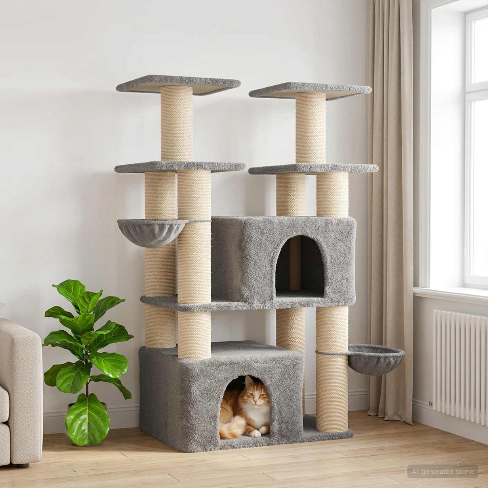 vidaXL &Aacute;rbol para gatos con postes de sisal 2 uds. Parque Muebles Felinos, , large Imagen numero 2