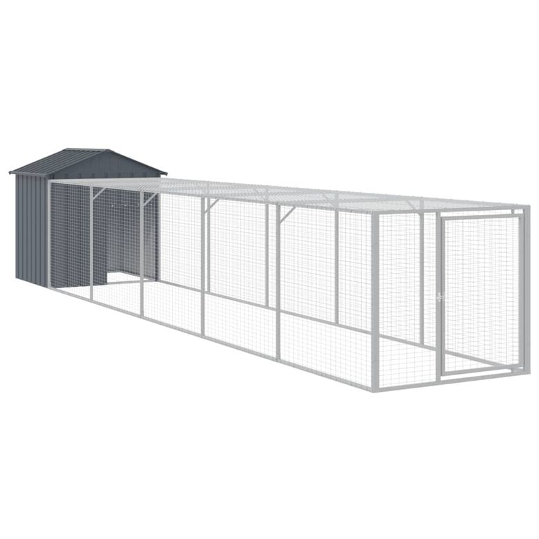 vidaXL Gallinero con corral acero galvanizado gris para roedores thumbnail