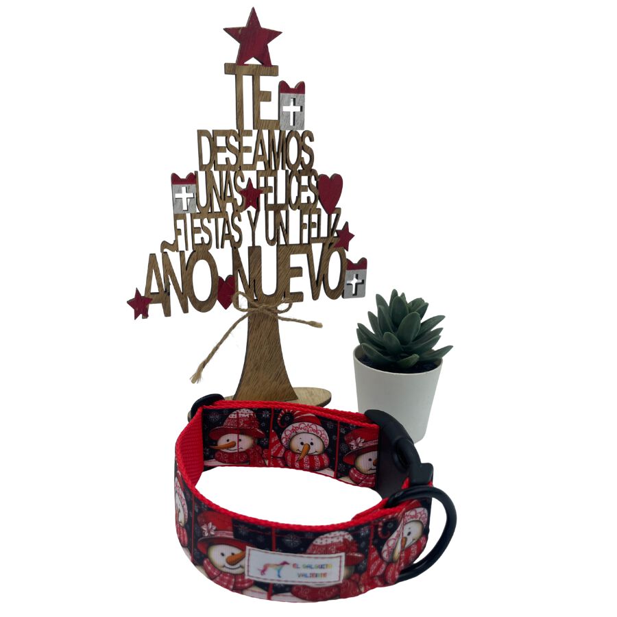 EGV - Collar click Navidad 4 cm ancho, Collar galgo hecho a mano en Espa&ntilde;a (Mu&ntilde;eco de nieve), , large Imagen numero 5