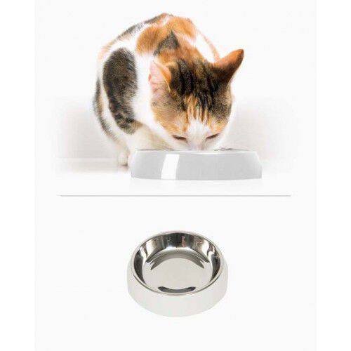 Comedero blanco de acero inoxidable para gatos, , large Imagen numero 2