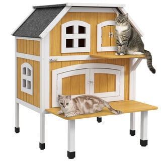 PawHut Casa de Madera para gatos