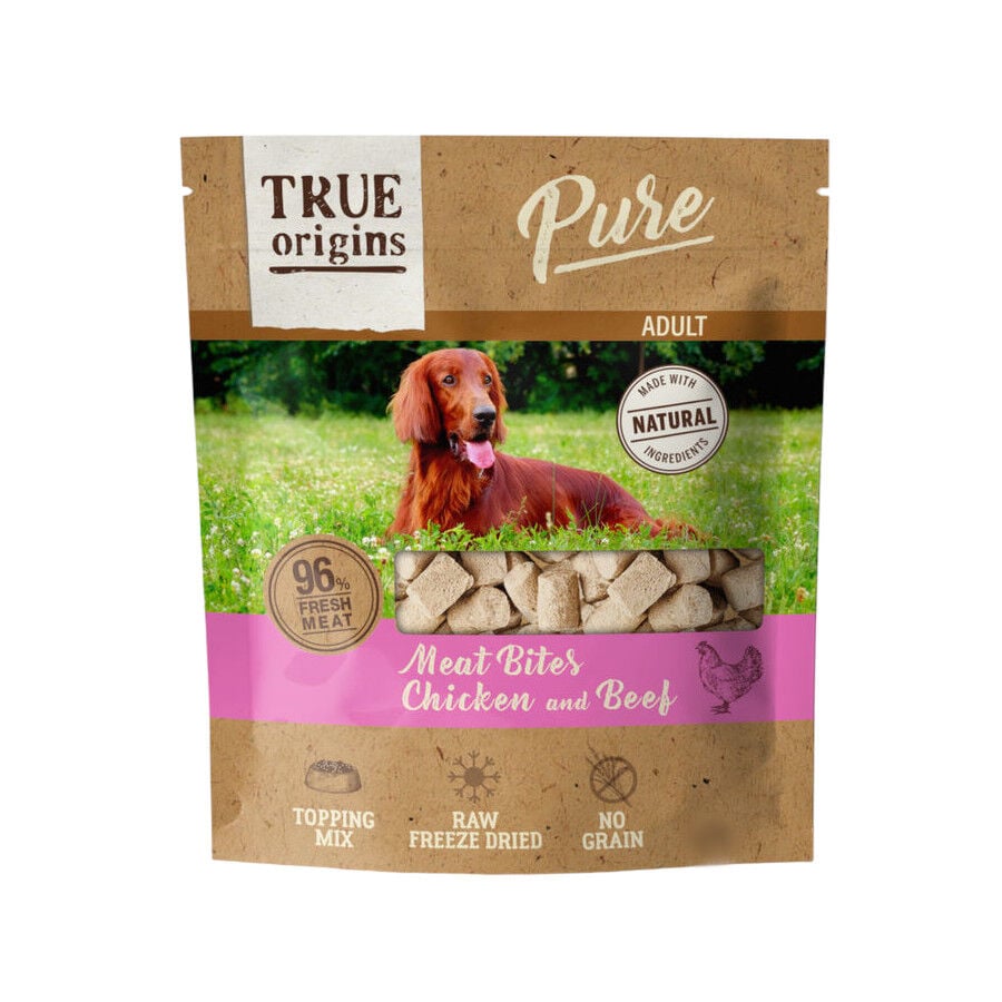 True Origins Bocaditos Pure Adult Freeze Dried Pollo y Ternera para perros