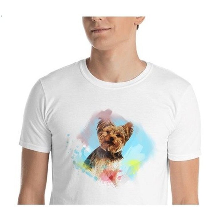 Mascochula camiseta hombre personalizada acuarelas con tu mascota blanco, , large image number null