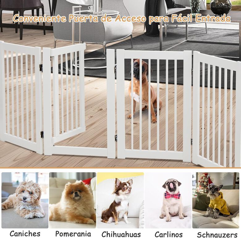 COSTWAY Barrera de Seguridad Plegable de Madera para Puerta y Escalera para Mascotas thumbnail