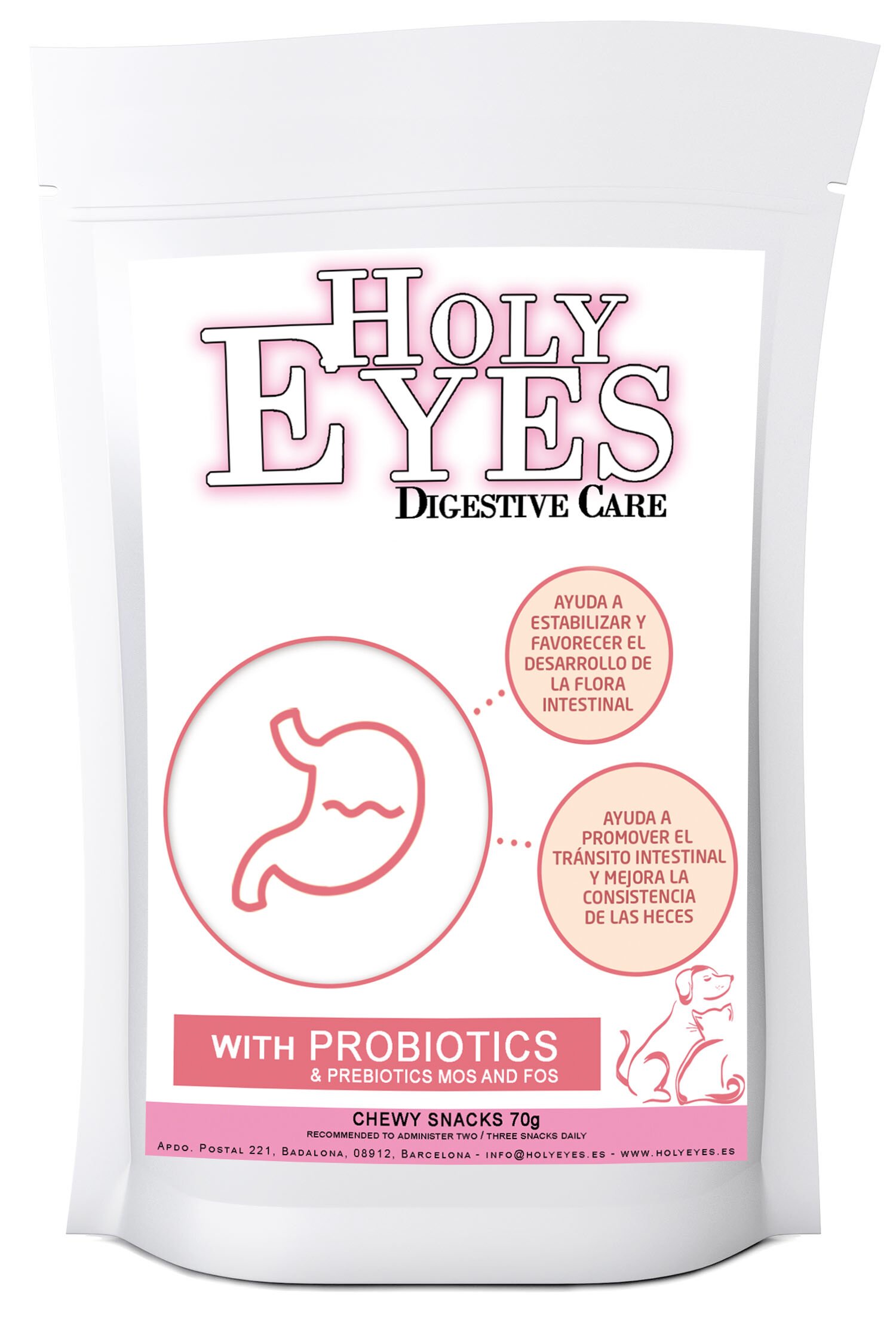Holy Eyes Digestive Care Prebiótico y Probiótico Snack para perros y gatos