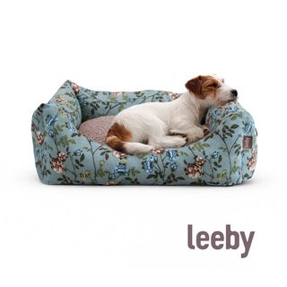 Leeby Cuna Desenfundable Turquesa de Flores para perros