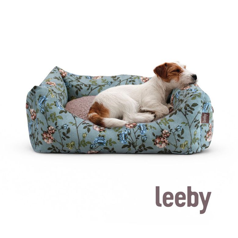 Leeby Cuna Desenfundable Turquesa de Flores para perros thumbnail