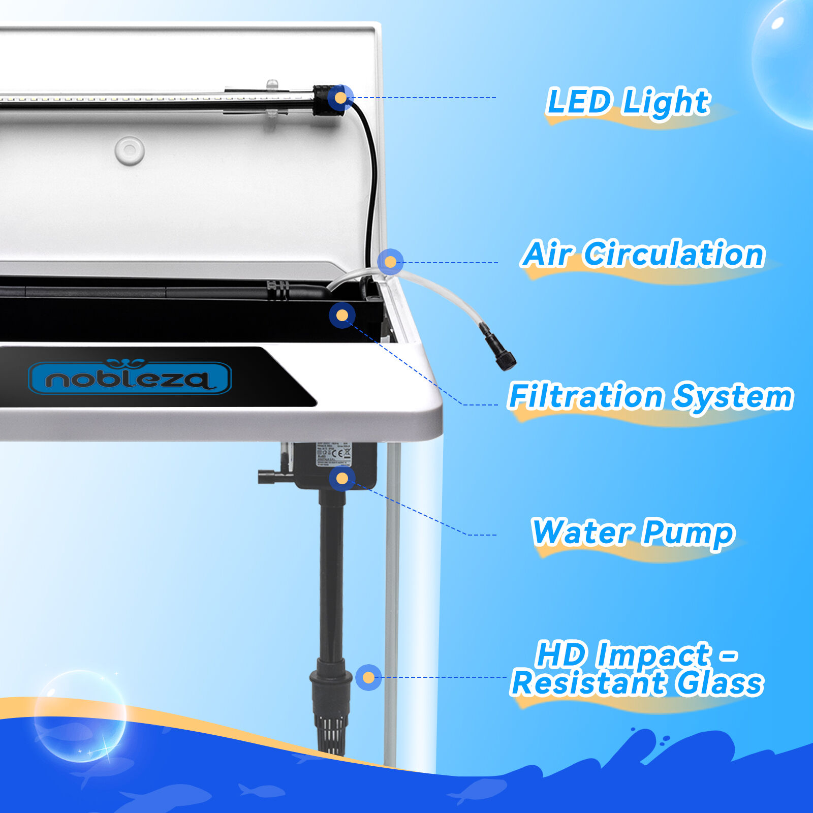 Nobleza Acuario blanco con iluminación para peces thumbnail