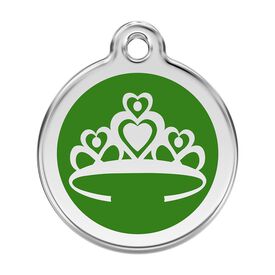 Red Dingo Placa identificativa Acero Inoxidable Esmalte Corona Verde para perros