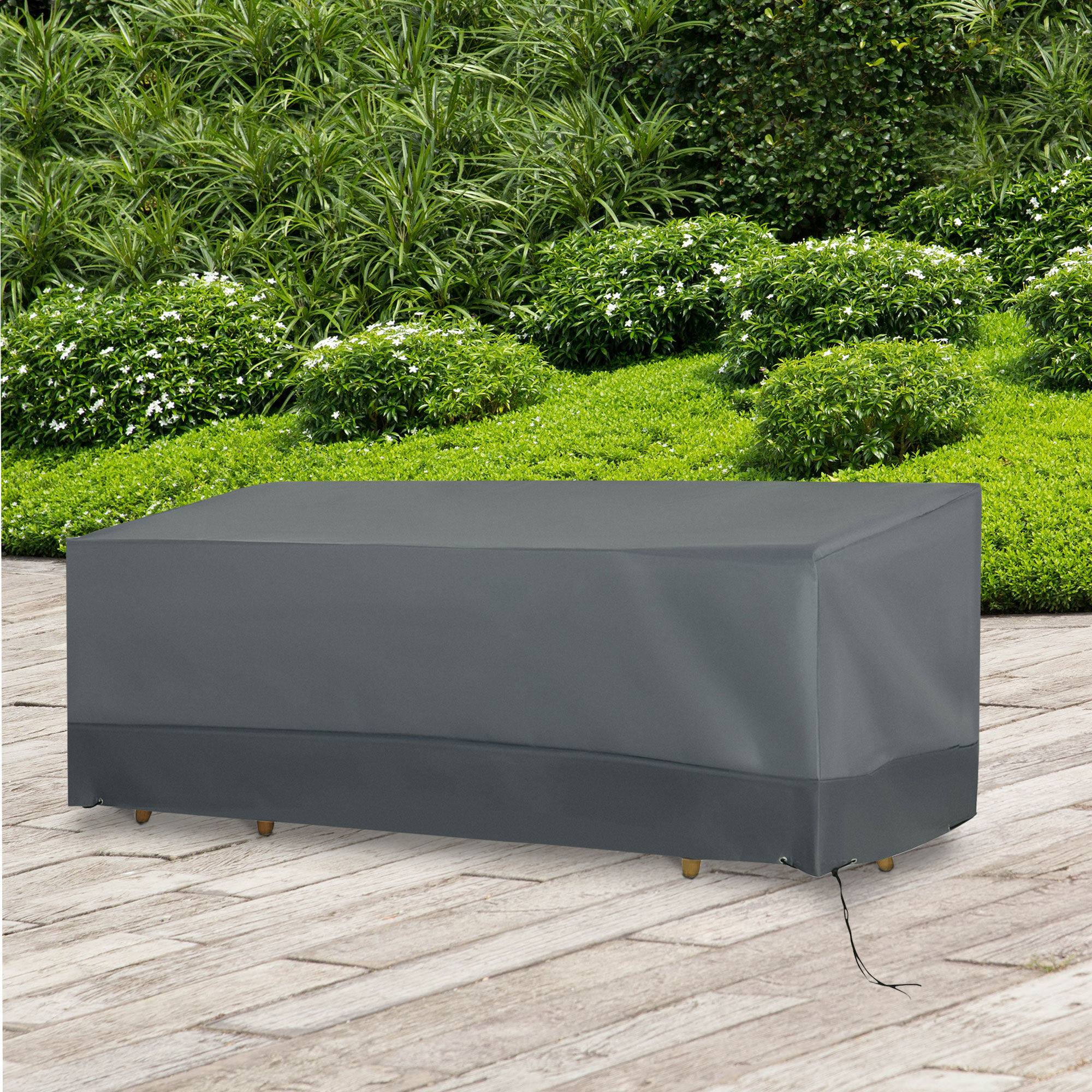 Outsunny Funda Protectora para Muebles de Jard&iacute;n Tela Oxford 600D Impermeable Cubierta de Muebles de Mesas Sillas Sof&aacute;s Exterior con Cord&oacute;n y Hebilla 190,5x72x76 cm Gris, , large Imagen numero 2