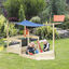 Outsunny Arenero Infantil de Madera Cajón de Arena de Jardín Diseño de Galeón con Vela Toldo Pizarra Bandera Roja y Timón para Niños de +3 Años 180x91,5x144 cm Natural, , large indicador imagen numero 2