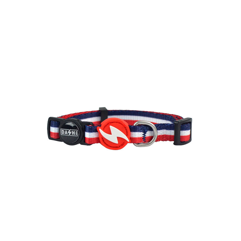 Dashi stripes collar de poliéster rojo y azul para gatos, , large image number null
