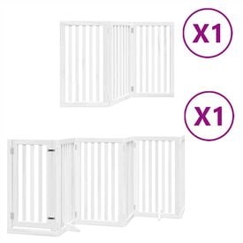 vidaXL Puerta para perros plegable 9 paneles madera álamo blanca 450cm