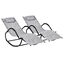 Outsunny Conjunto de 2 Mecedoras de Exterior Tumbonas Mecedoras con Reposacabezas Reposabrazos y Marco Met&aacute;lico Carga 160 kg para Jard&iacute;n Terraza 160x61x79 cm Gris, , large indicador imagen numero 1