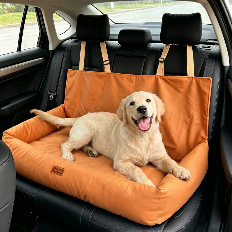 Nobleza Asiento de Coche para Perros Medianos y Grandes, Protector de Asiento L92*W52cm con Cintur&oacute;n de Seguridad, Cama de Viaje para Mascotas Impermeable y Antideslizante, Universal para SUV y Camiones, Naranja, , large Imagen numero 2