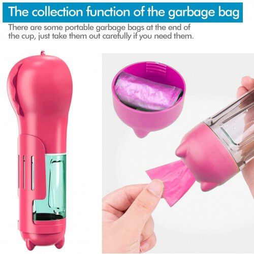 Edipets bebedero port&aacute;til con dispensador de bolsas rosa para perros, , large Imagen numero 4