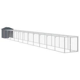 vidaXL Gallinero con corral acero galvanizado gris para roedores