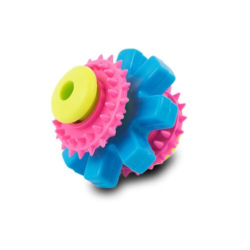 Juguete de goma para perros - Ruedas giratorias multicolor, con pinchos de goma que masajean las enc&iacute;as, , large Imagen numero 2