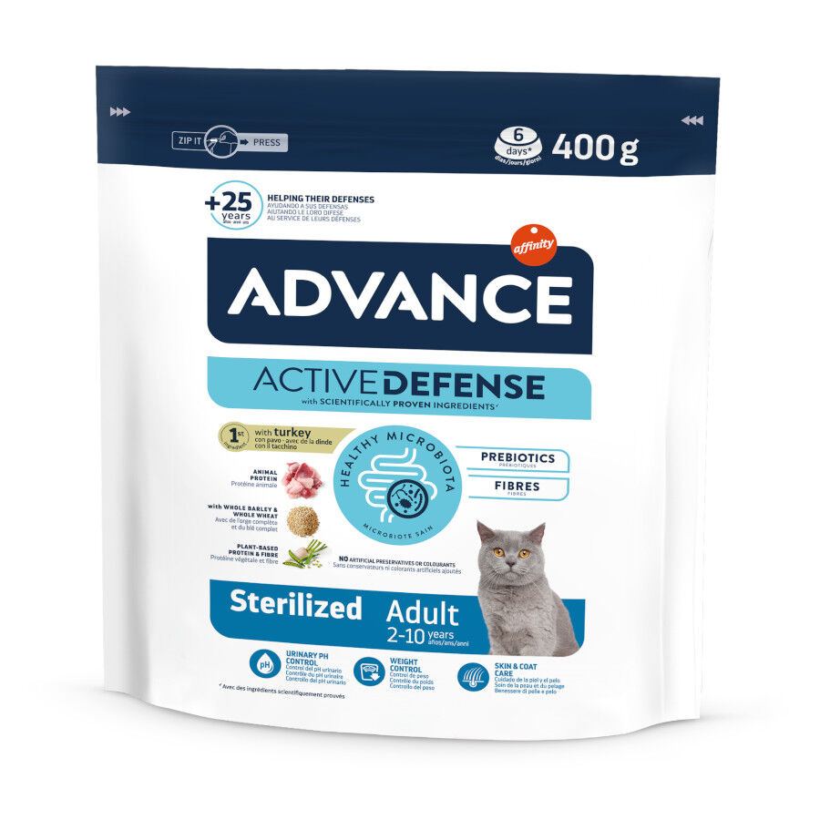 Advance Adult Sterilized Pavo y Cebada pienso para gatos thumbnail