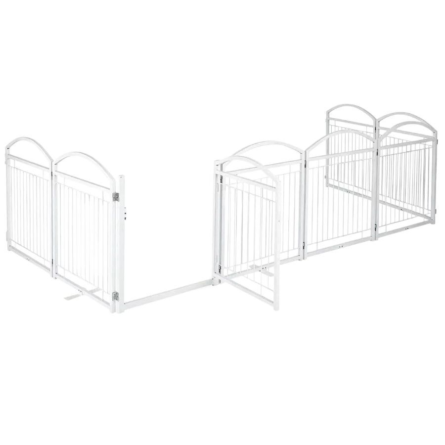 COSTWAY Parque para Perros de 8 Paneles con Puerta de Seguridad con Estructura Met&aacute;lica, Corral para Perros Peque&ntilde;os y Medianos, Corralito para Perros Plegable para Interior Exterior, Blanco, , large Imagen numero 1