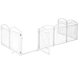 COSTWAY Parque para Perros de 8 Paneles con Puerta de Seguridad con Estructura Met&aacute;lica, Corral para Perros Peque&ntilde;os y Medianos, Corralito para Perros Plegable para Interior Exterior, Blanco
