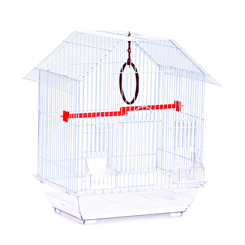 Jaula para pajaro 34.5x26x44cm , incluyen 2 palos ,1 columpio y 2 comederos