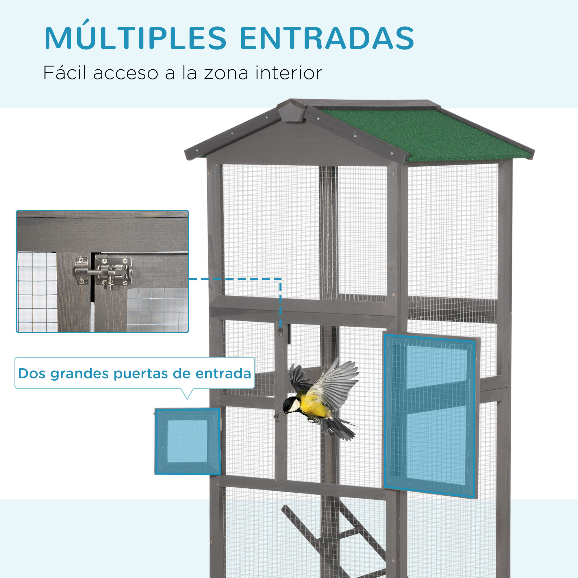 Pawhut Pawhut Jaula Grande Pajarera De Madera De Abeto para pájaros grandes thumbnail