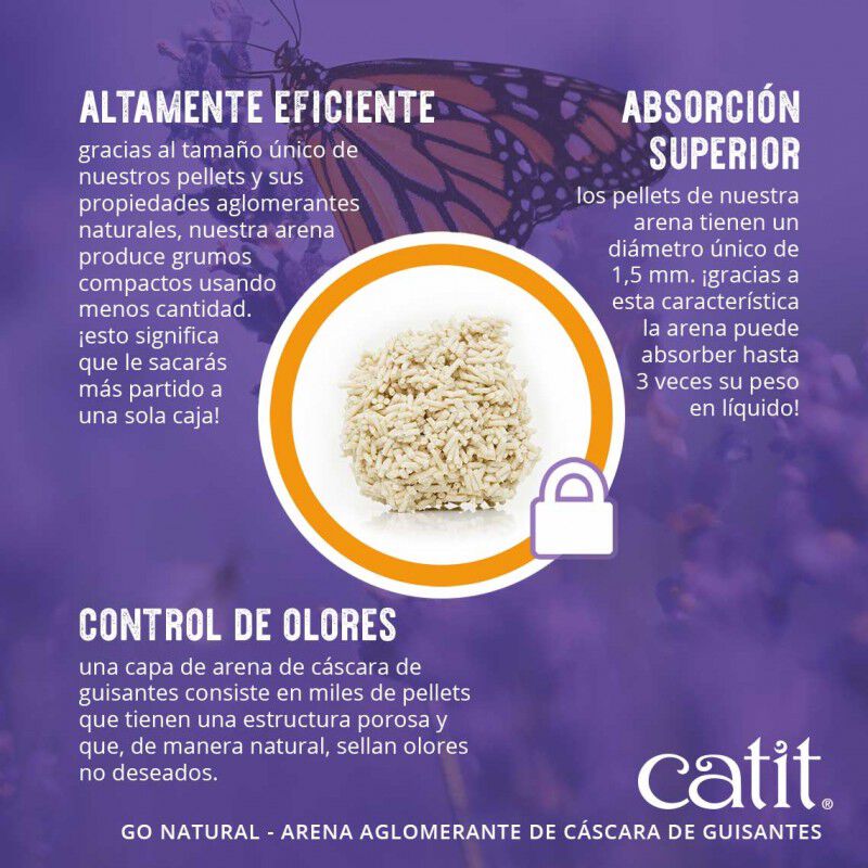 Catit Arena para Gatos Aglomerante de Cáscara de Guisante Go Natural Aroma a Lavanda thumbnail