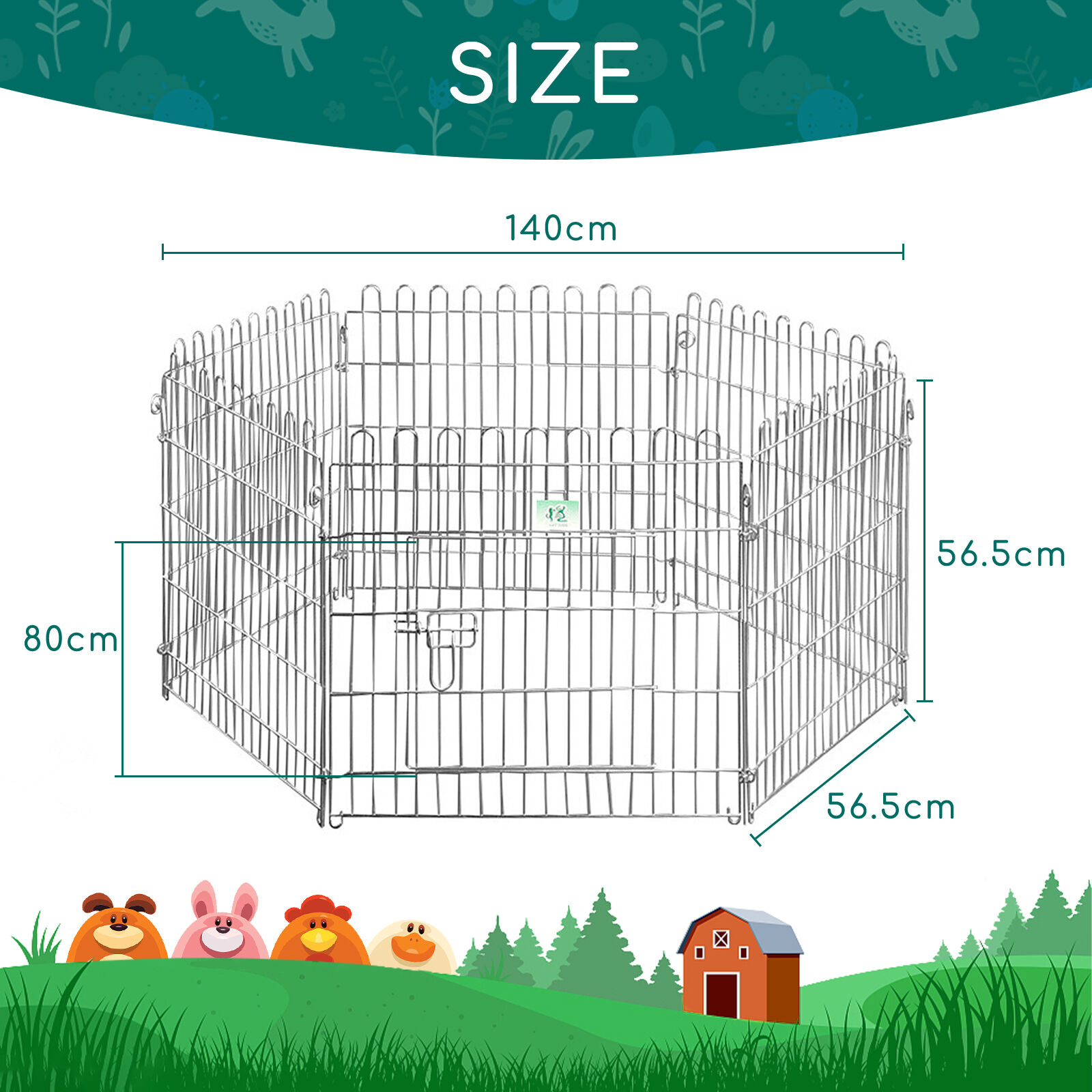 Nobleza 6 Paneles Plegable Jaula para Mascotas Peque&ntilde;os, Valla Met&aacute;lica para H&aacute;mster, Recinto Exterior Protegido para Conejos - Tama&ntilde;o (L112*W96*H56.5cm)(1), , large Imagen numero 3