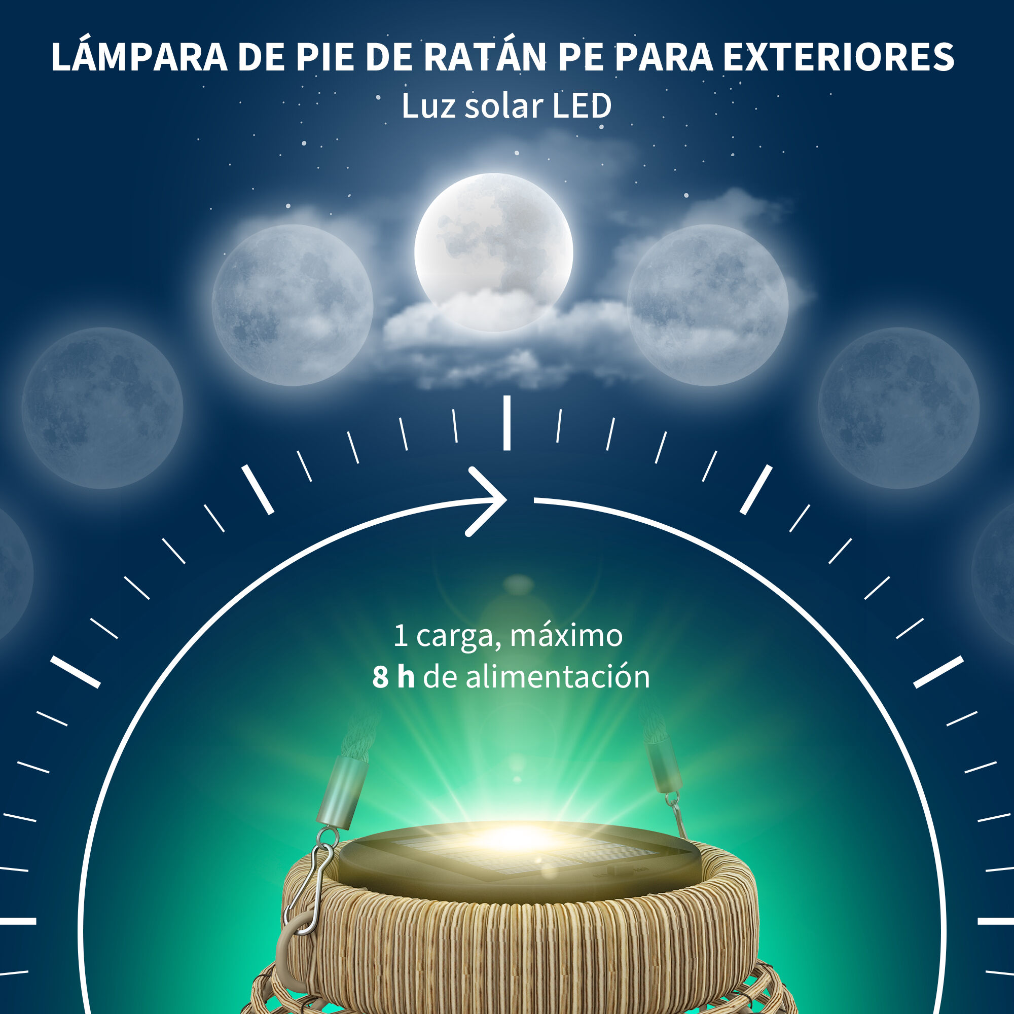 Outsunny L&aacute;mpara de Rat&aacute;n Arena, , large Imagen numero 5