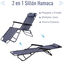 Outsunny Tumbona Reclinable y Plegable Silla de Playa Tumbona Relax Plegable con Respaldo Ajustable Reposabrazos Almohada y Reposapiés para Jardín Balcón Carga 136 kg 135x60x89 cm Gris, , large indicador imagen numero 4