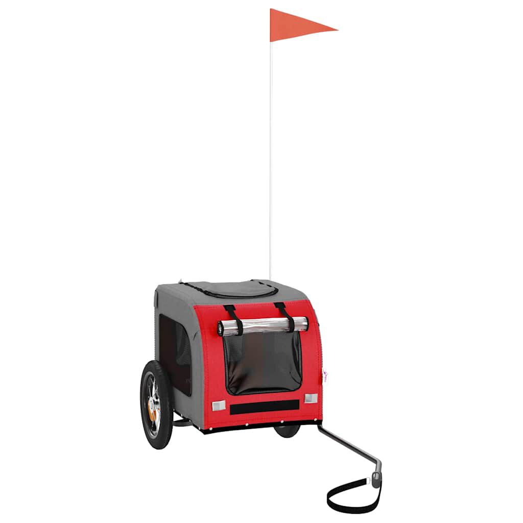 vidaXL Remolque de bicicleta para perros hierro tela Oxford rojo gris, , large Imagen numero 5