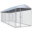 vidaXL Perrera con toldo protector Plateado para mascotas, , large indicador imagen numero 15