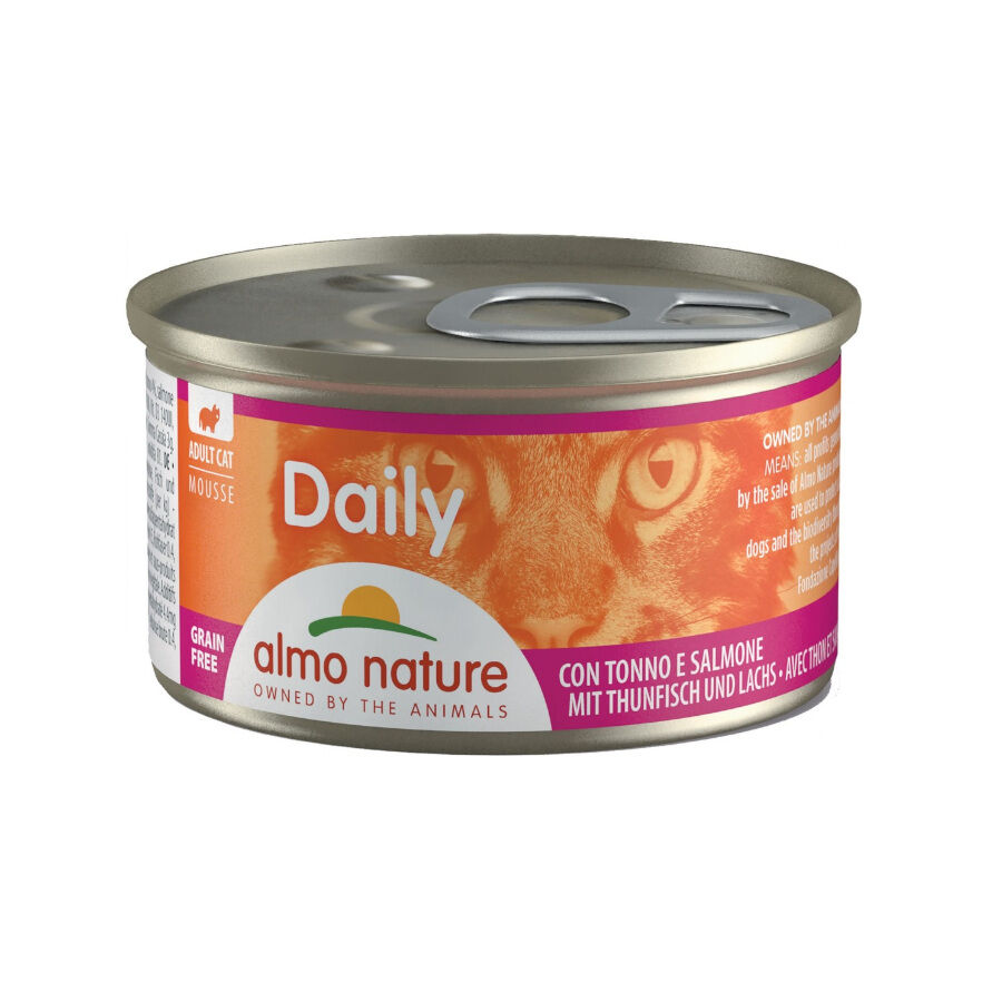 12 latas x 85 g Almo Nature Daily Menu Mousse de At&uacute;n y Salm&oacute;n lata para gatos  &iexcl;Pack ahorro!, , large Imagen numero 1