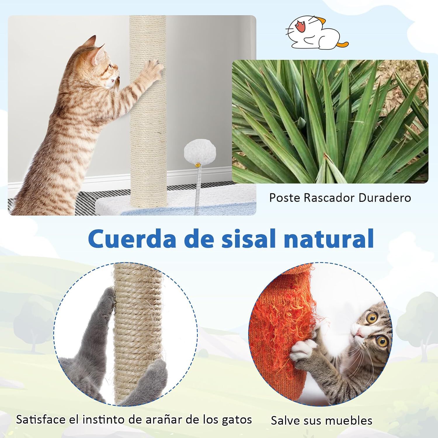 COSTWAY Árbol con Temática Oceánica de 3 Niveles para Gatos thumbnail