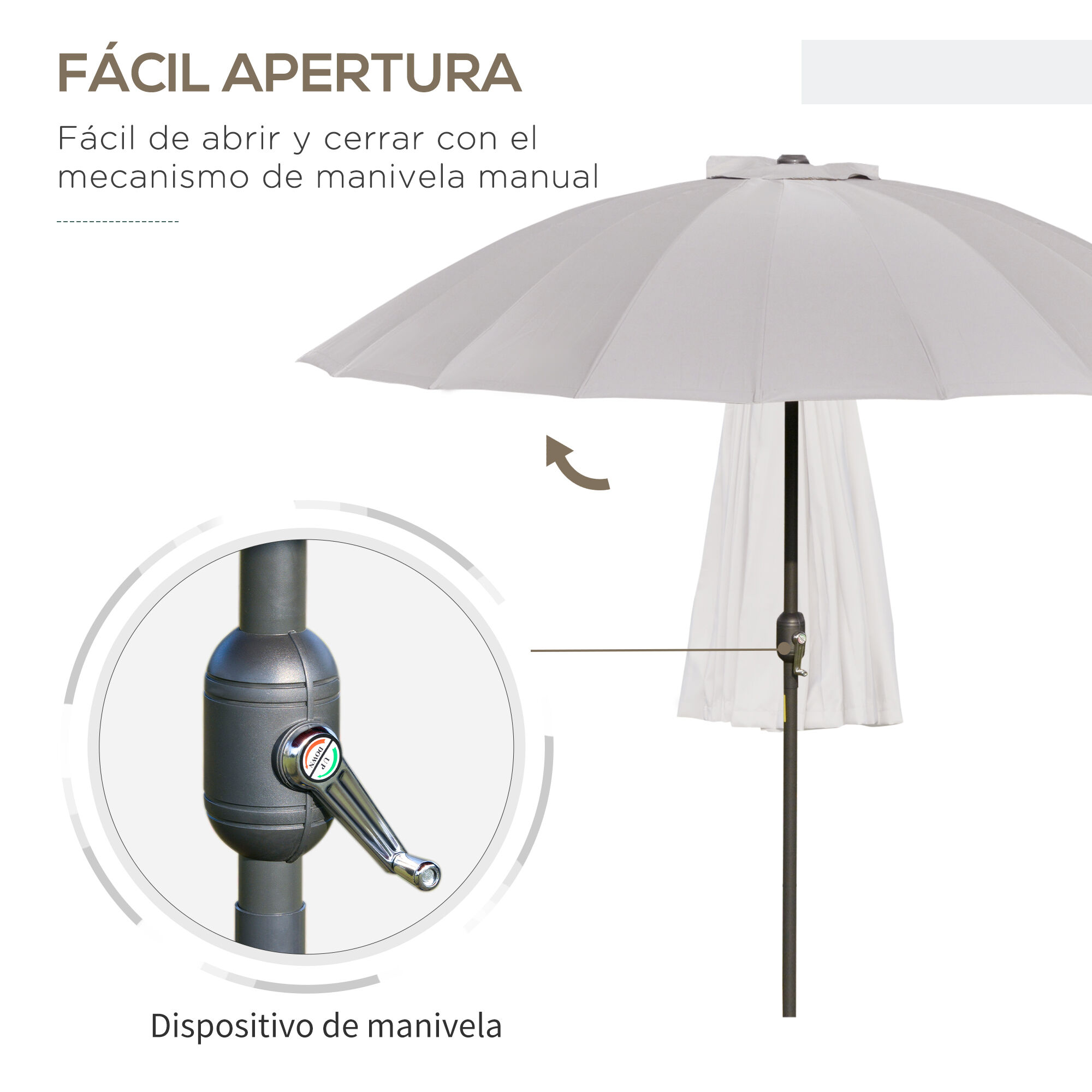 Outsunny Sombrilla De Jardín Gris Clara Para Terraza thumbnail