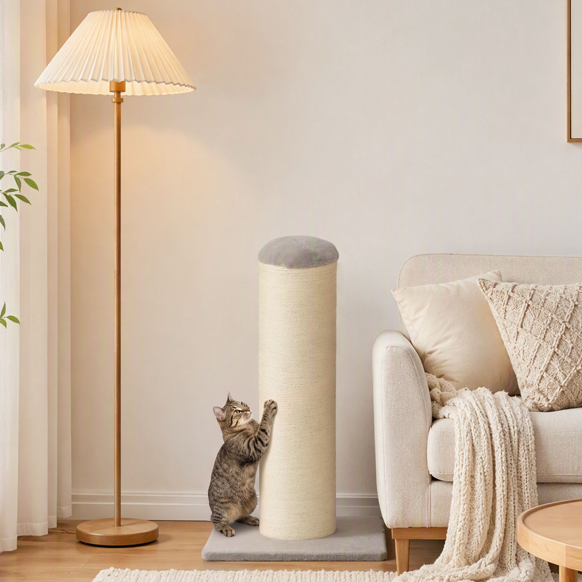 PawHut Poste Rascador Gato Gris claro, , large Imagen numero 2