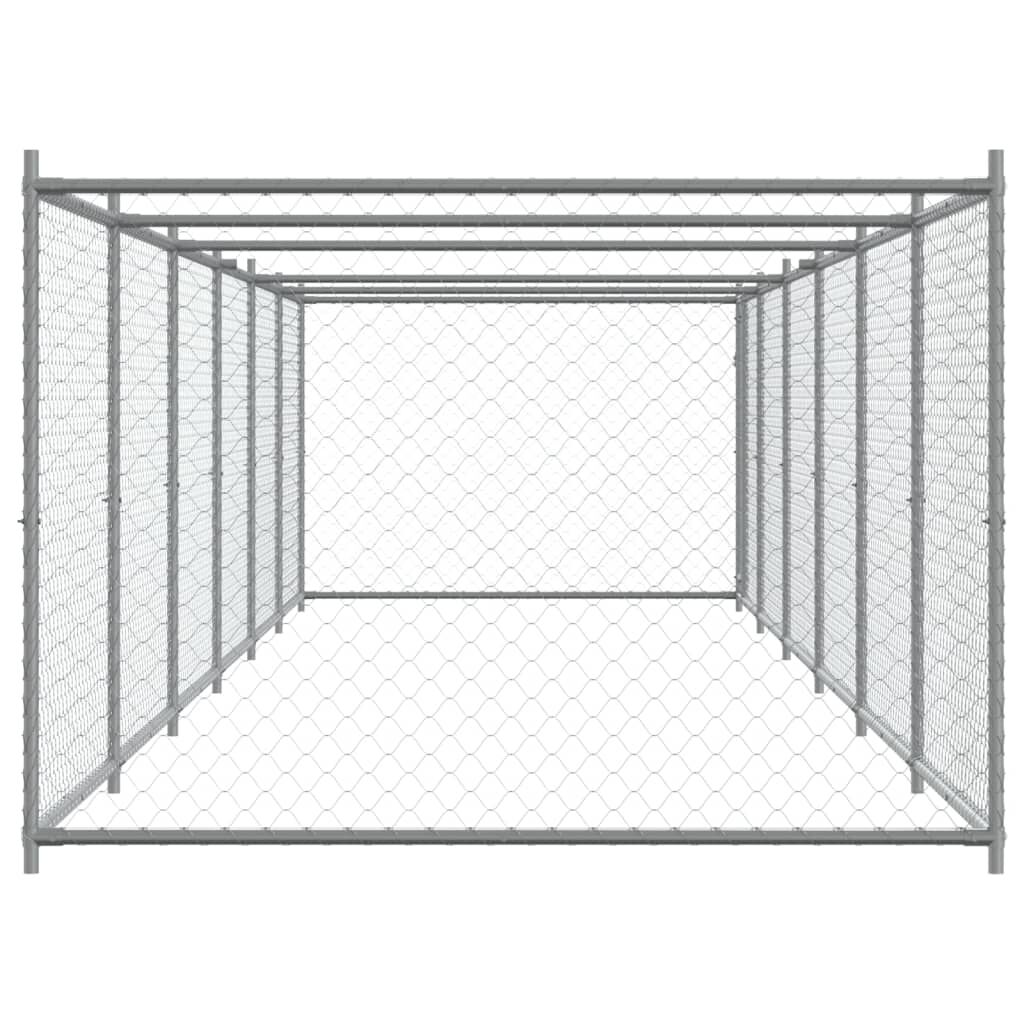 vidaXL Jaula de perros con puerta acero galvanizado gris 10x2x1,5 m, , large Imagen numero 8