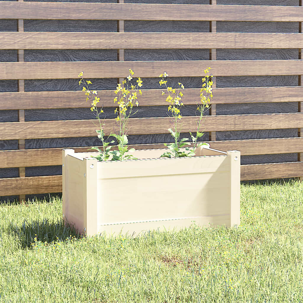 vidaXL Jardinera de madera maciza de pino blanca 60x31x31 cm, , large Imagen numero 2