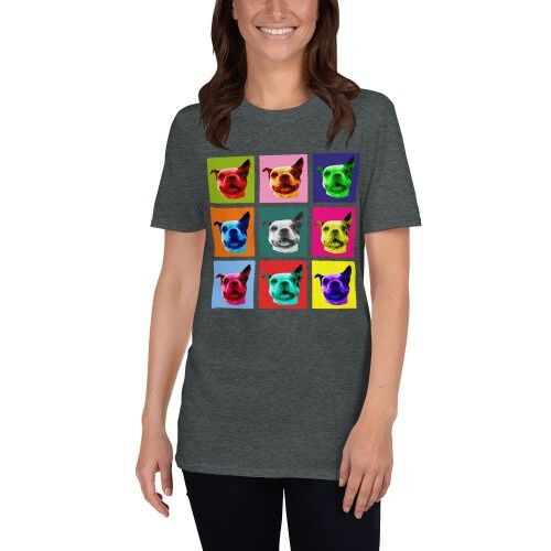 Mascochula camiseta mujer warhol personalizada con tu mascota gris oscuro thumbnail