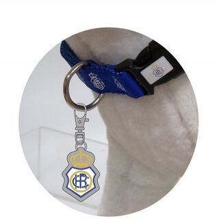 Chapa identificativa escudo Recreativo de Huelva para perros color Azul