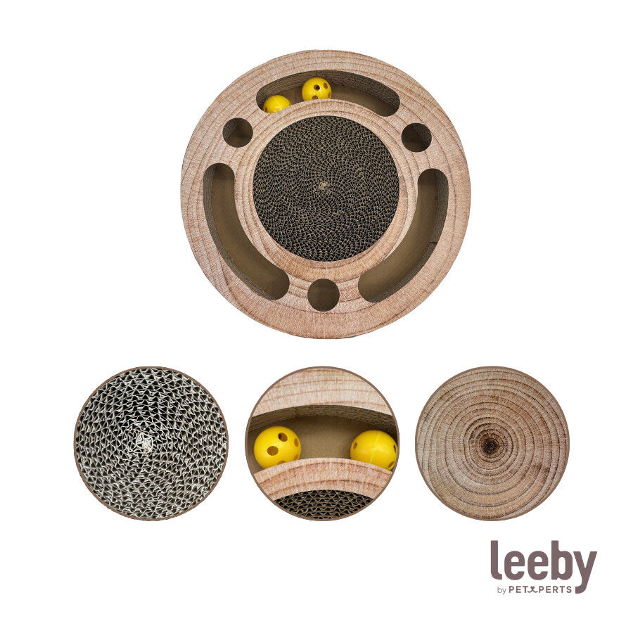 Leeby Pelusa rascador de cart&oacute;n con bola y estampado madera para gatos, , large Imagen numero 6