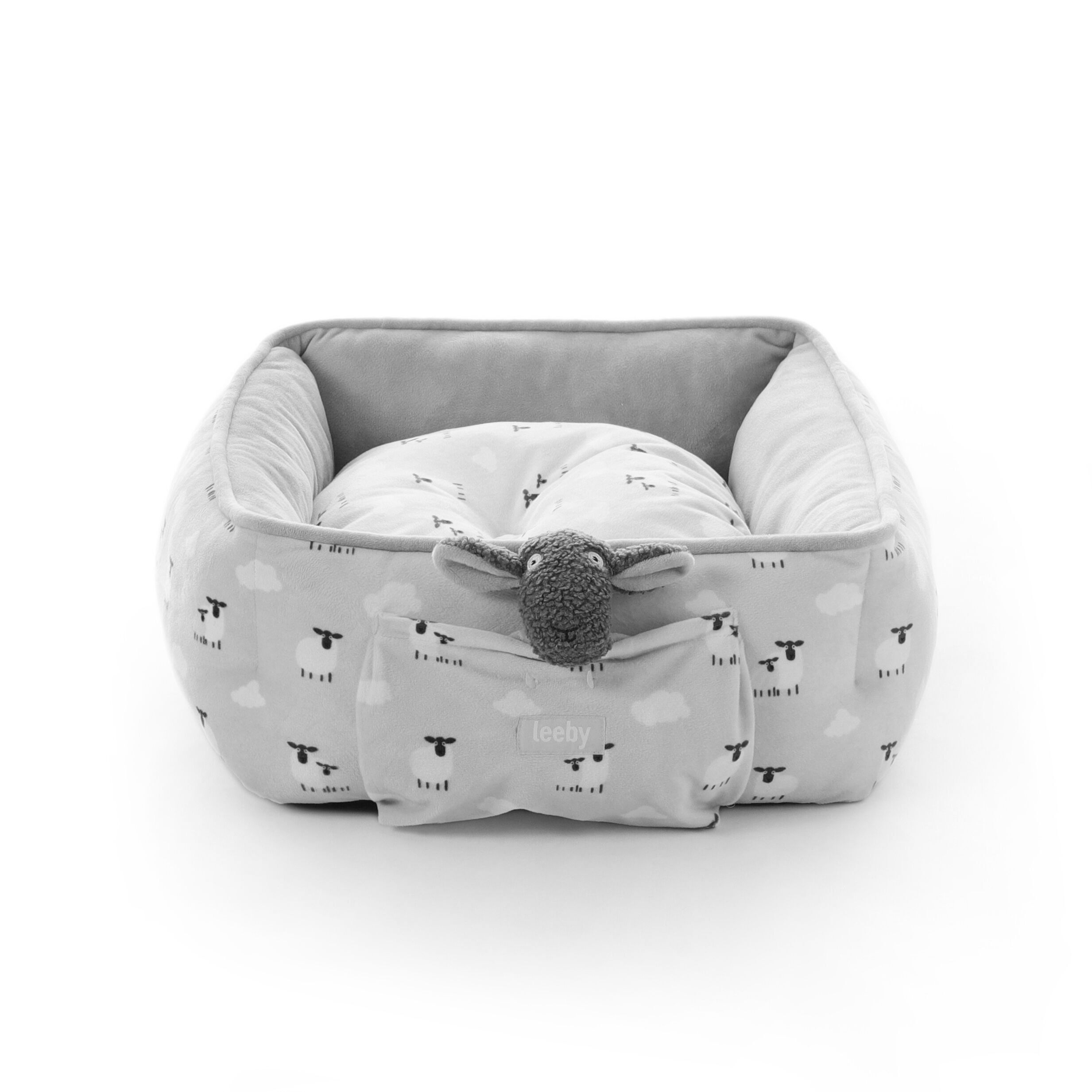 Leeby Cuna de Ovejitas con Cojín Desenfundable y Juguete para cachorros thumbnail