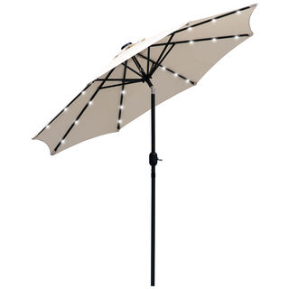 Outsunny Sombrilla De Jardín crema Parasol De Terraza Con Luces Led Para Piscina 