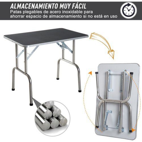 Mesa de peluquer&iacute;a PawHut plegable con patas de acero color Negro, , large Imagen numero 4