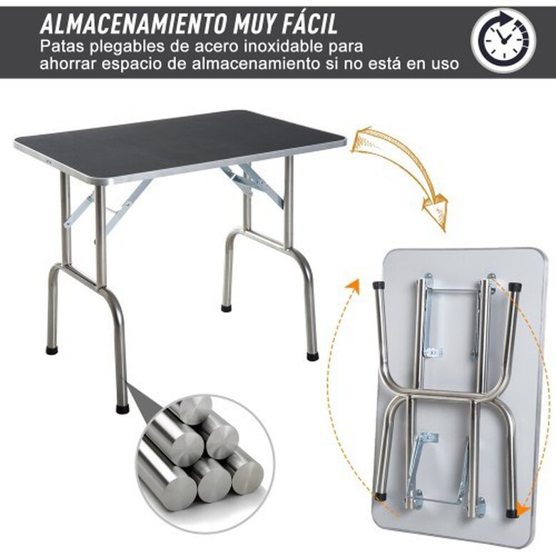 Mesa de peluquería PawHut plegable con patas de acero color Negro, , large image number null
