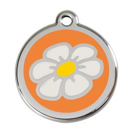 Red Dingo Placa identificativa Acero Inoxidable Esmalte Margarita Naranja para perros