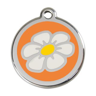 Red Dingo Placa identificativa Acero Inoxidable Esmalte Margarita Naranja para perros