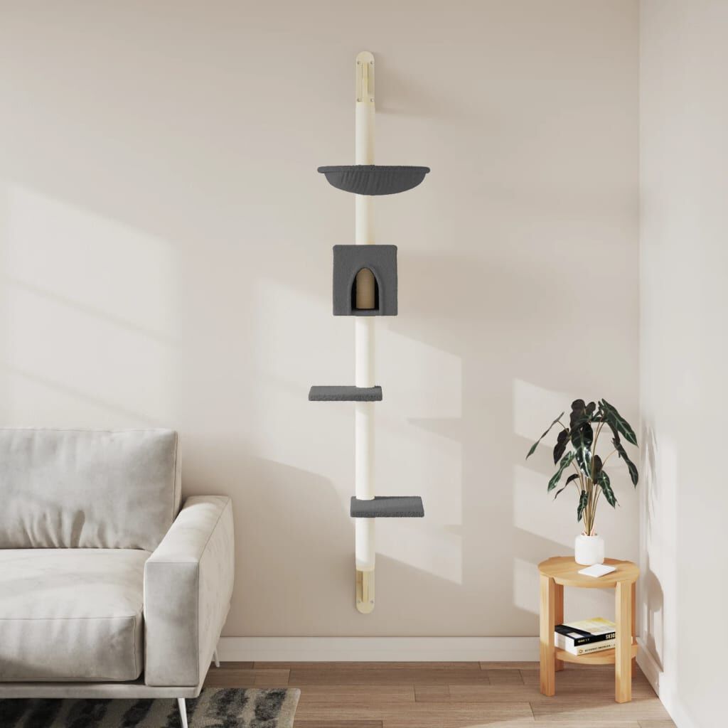 vidaXL &Aacute;rbol rascador para gatos de pared gris oscuro 187 cm, , large Imagen numero 3